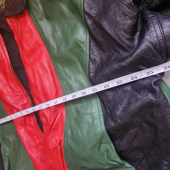 Multicolor Leather Bomber Jacket - Picture 6 of 9